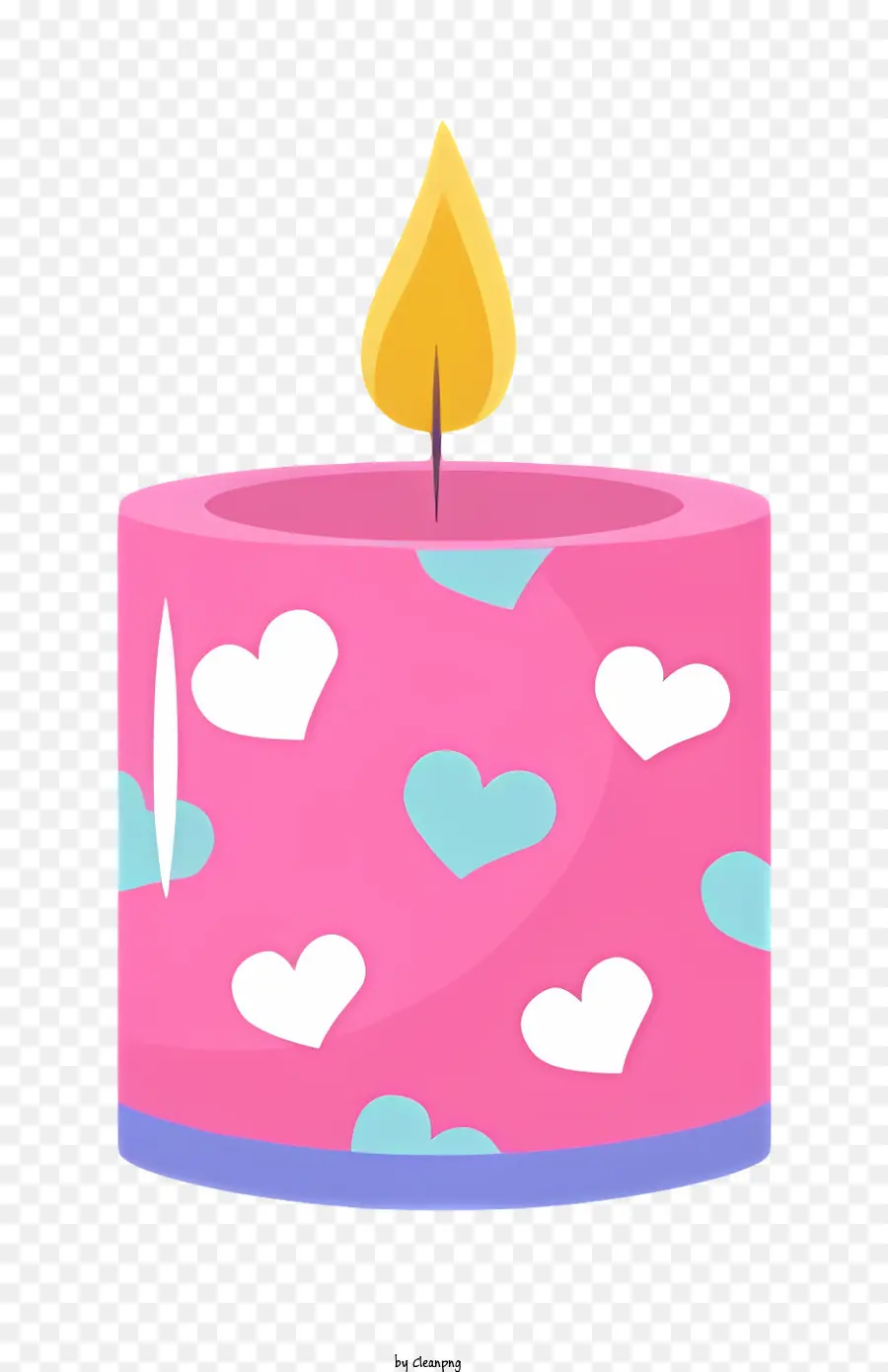 свеча с формой сердца，розовая пламя свеча PNG