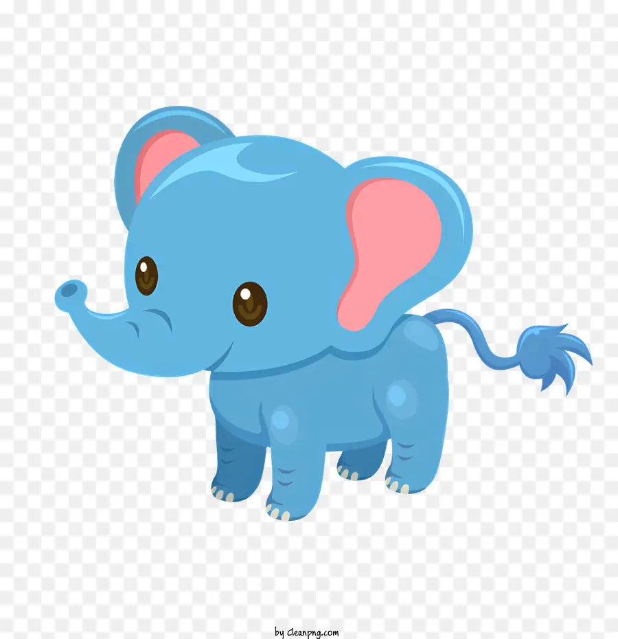 Голубой мультяшный слон，нечеткое ухо PNG