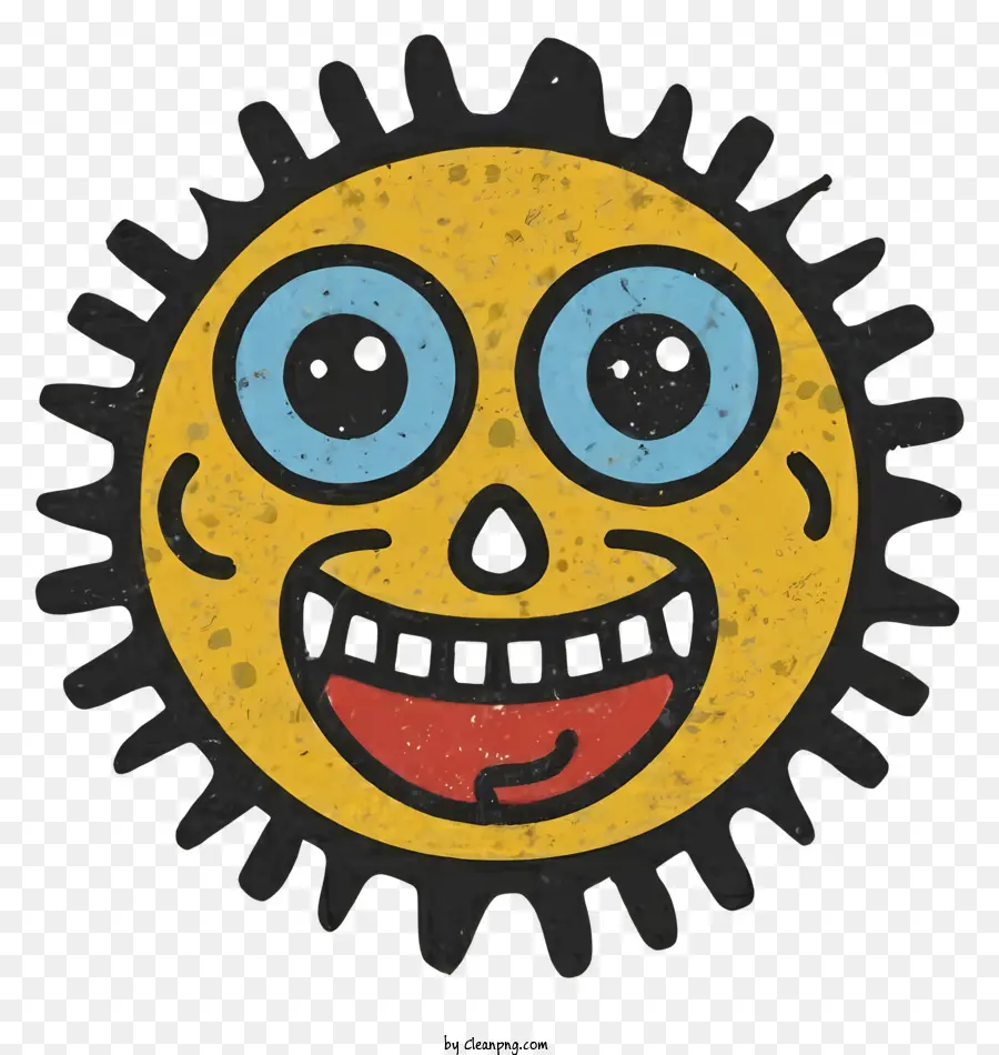Мультипликационное лицо солнцем，голубые глаза PNG