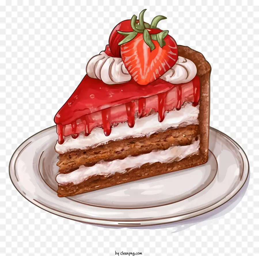 Strawberry Cake，белые пластины PNG