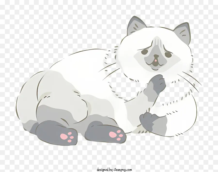 мультфильм кот，кошка с лапой на рот PNG