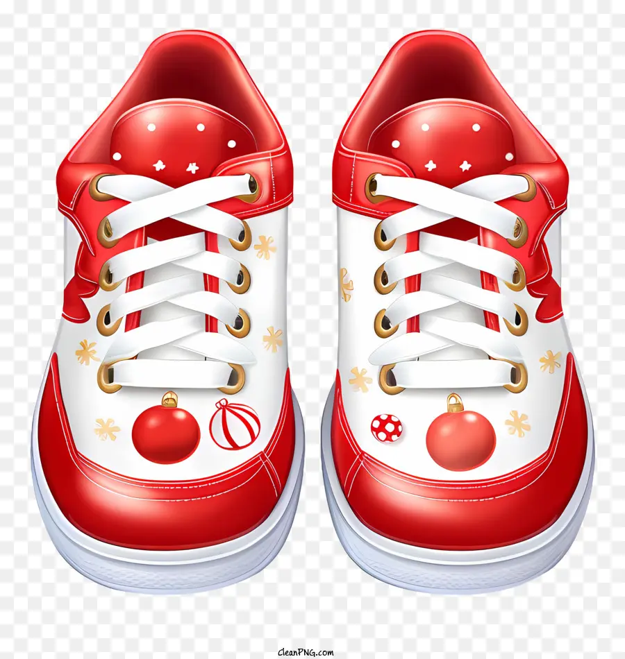 Красная и белая теннисная обувь，Большой белый лук PNG