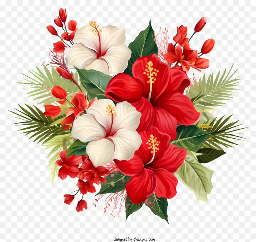 рождественские элементы，цветы гибискуса PNG