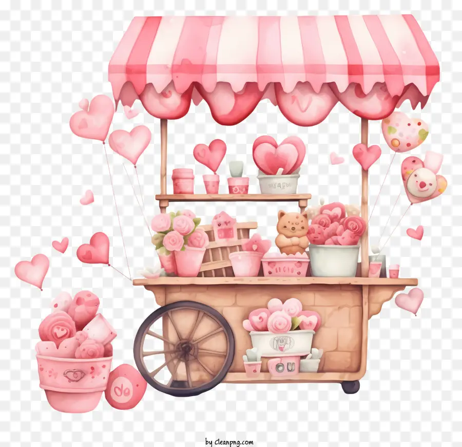 Пастель День Святого Валентина Романтический киоск，розовая конфеты PNG