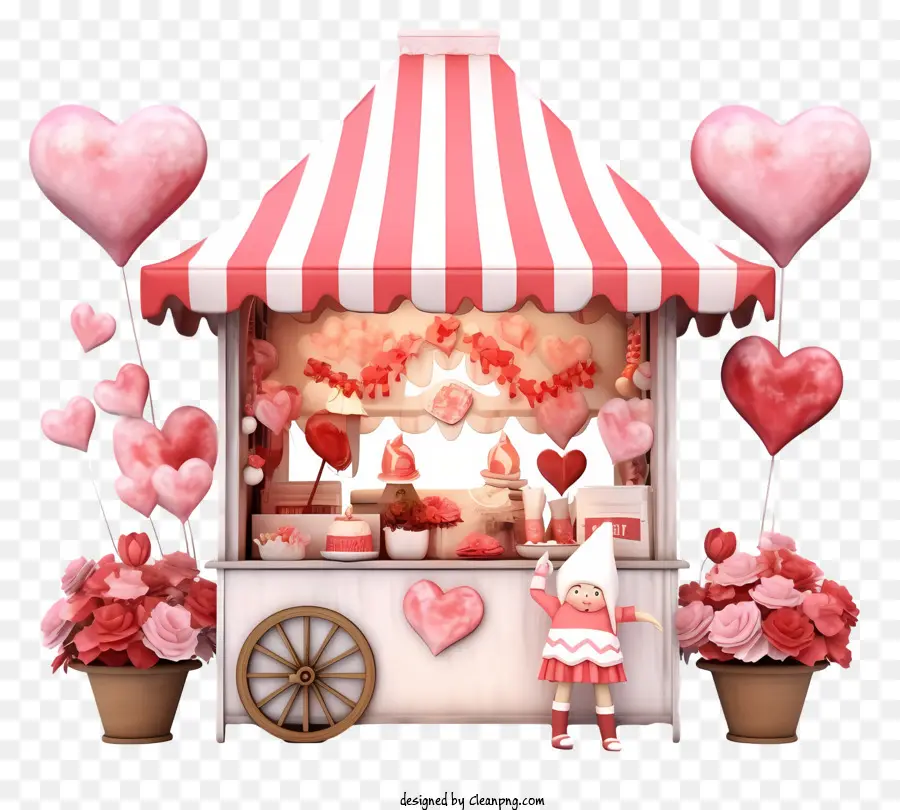 Реалистичный романтический киоск Дня Святого Валентина，конфеты магазин PNG