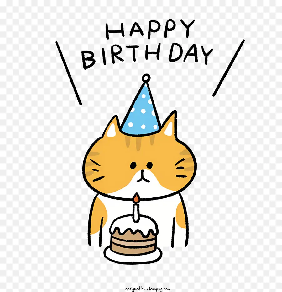 мультфильм，Кошка в шляпе на день рождения PNG