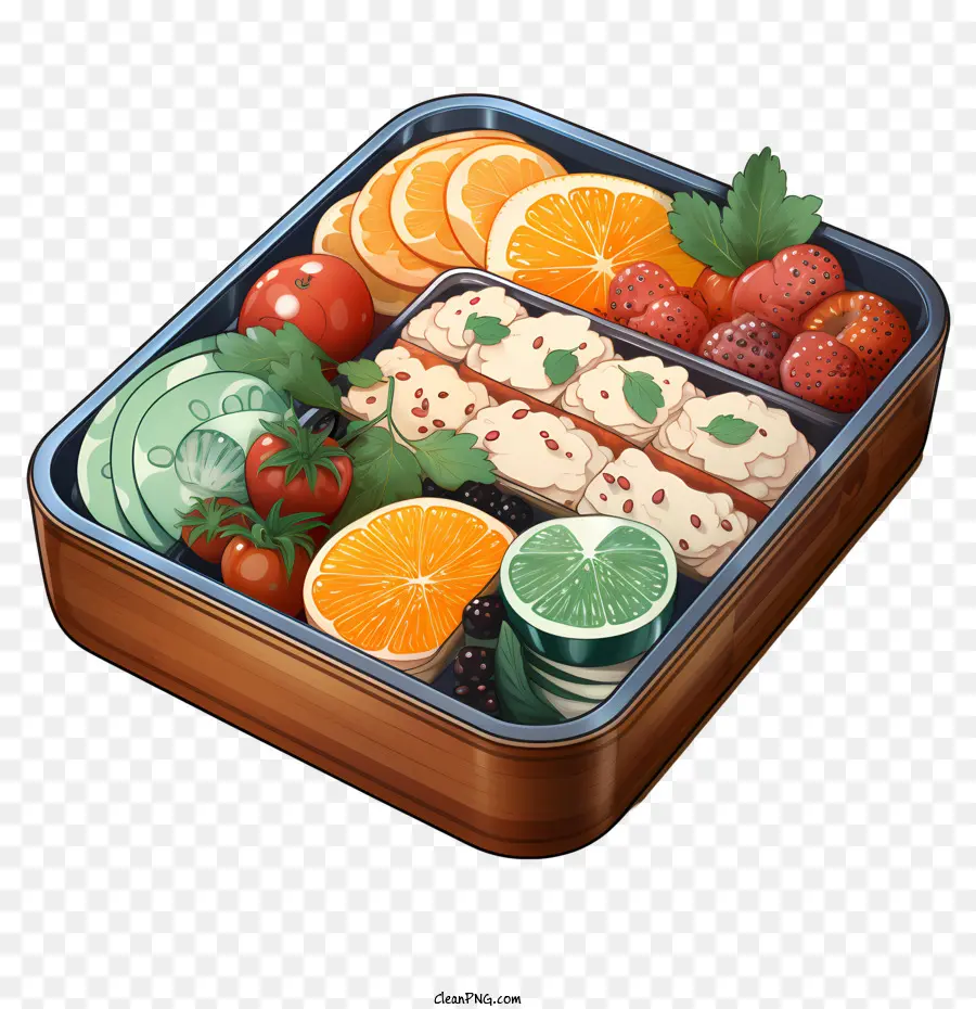 бенто коробка，фрукты и овощи PNG