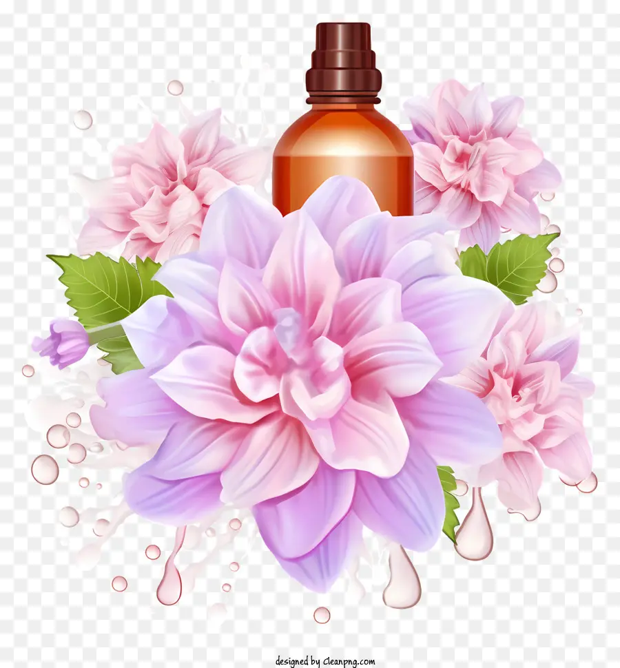 Реалистичная терапия 3d цветочных эссенций，Perfume Bottle PNG
