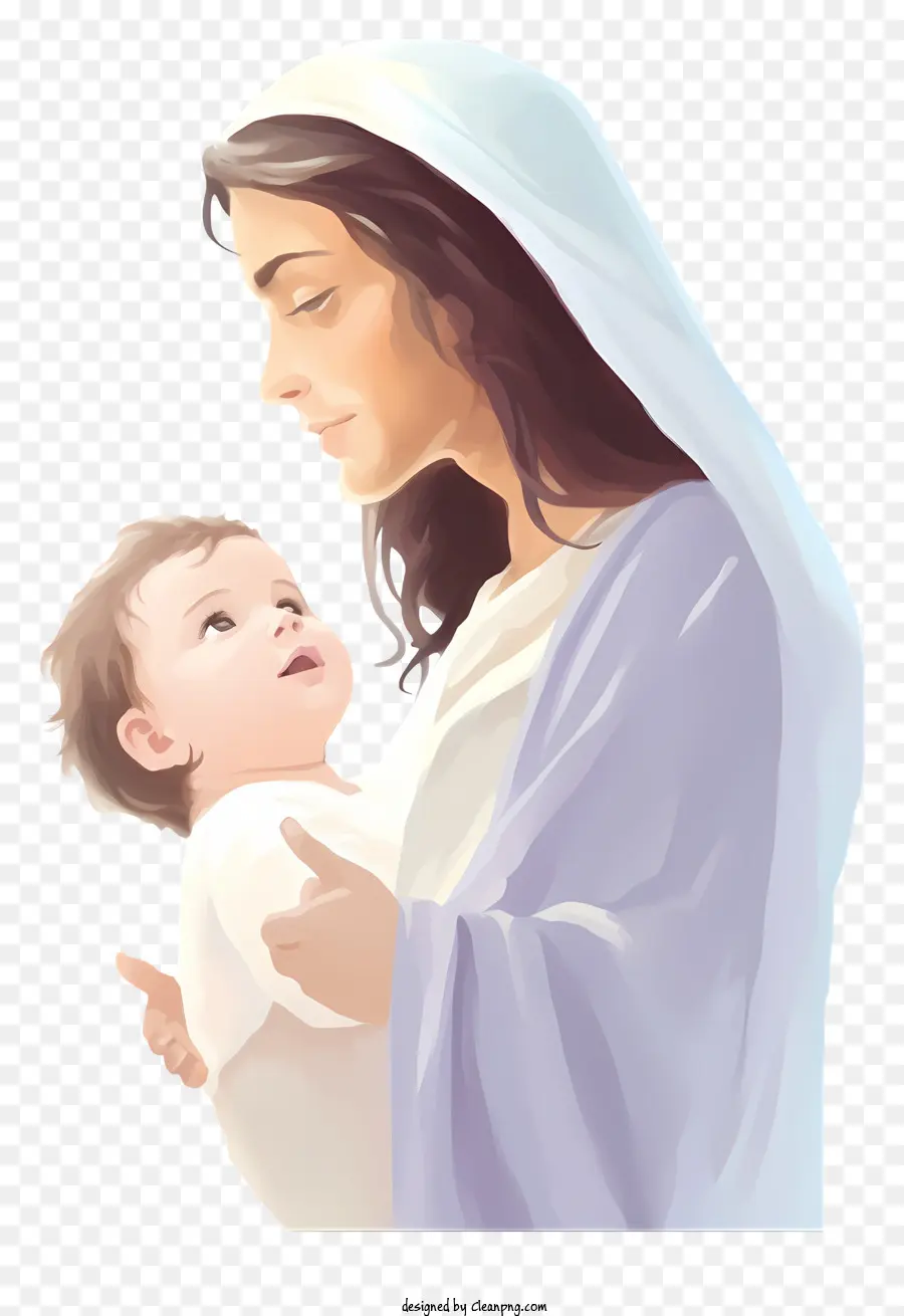 Иисус детка，мать и дитя PNG
