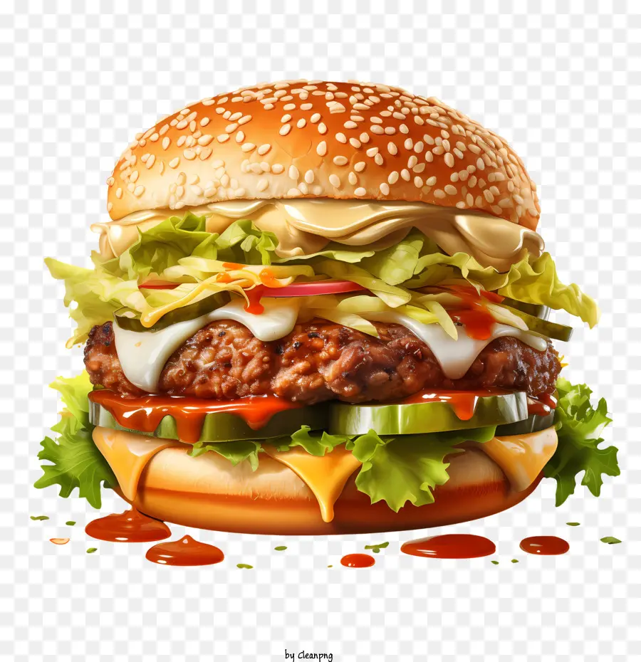 Американский бургер，Гамбургер PNG
