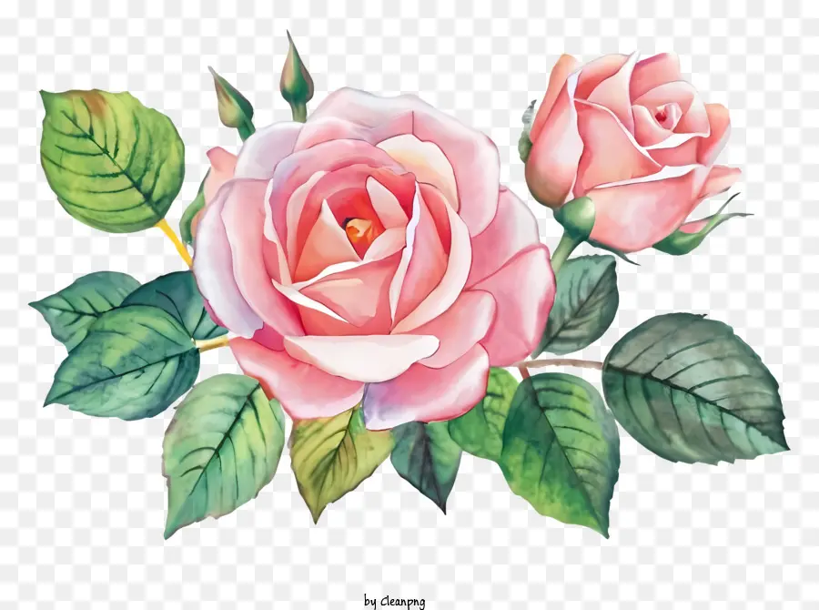 мультфильм，розовые розы PNG