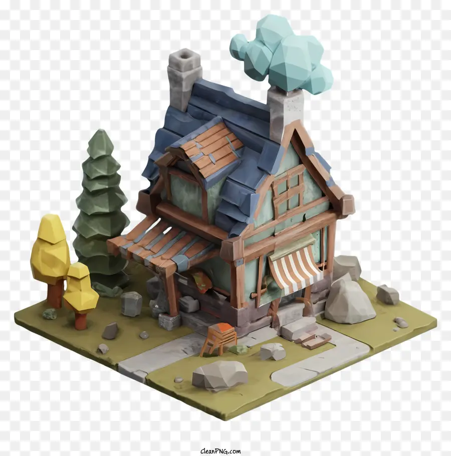 мультфильм，маленький деревянный дом PNG