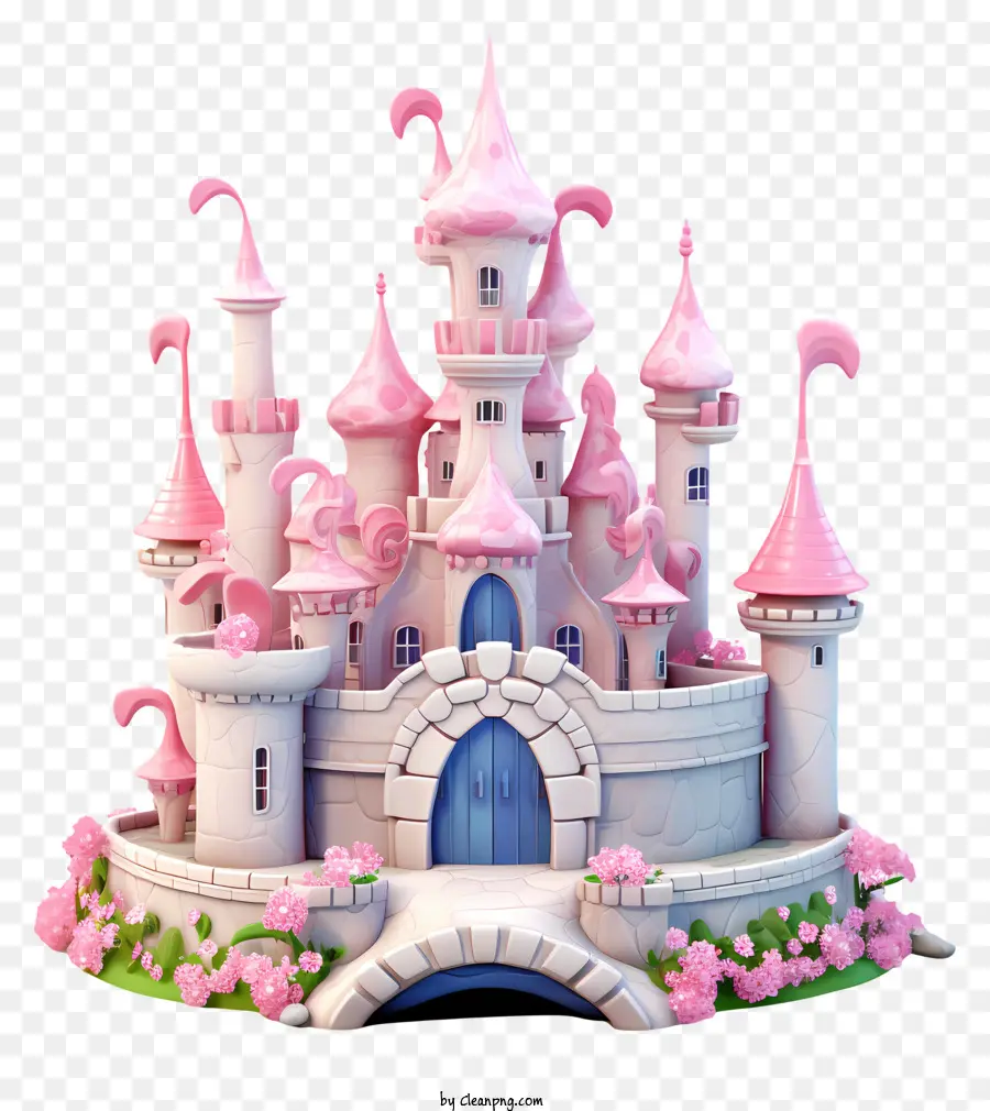 Принцесса Замок，розовый и белый замок PNG