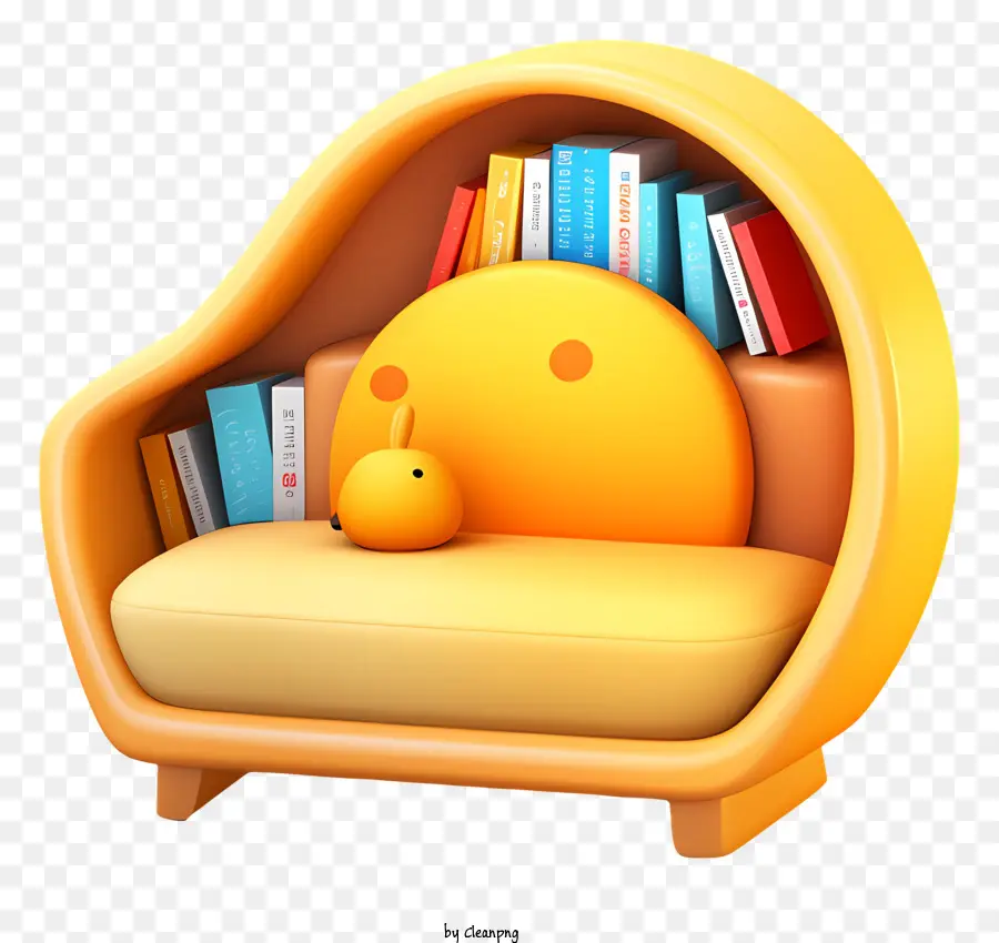 Книжный уголок，Желтый диван PNG