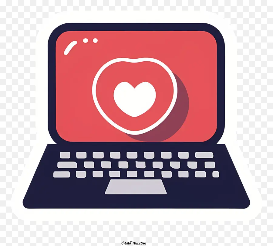мультфильм，ноутбук с красным сердцем PNG