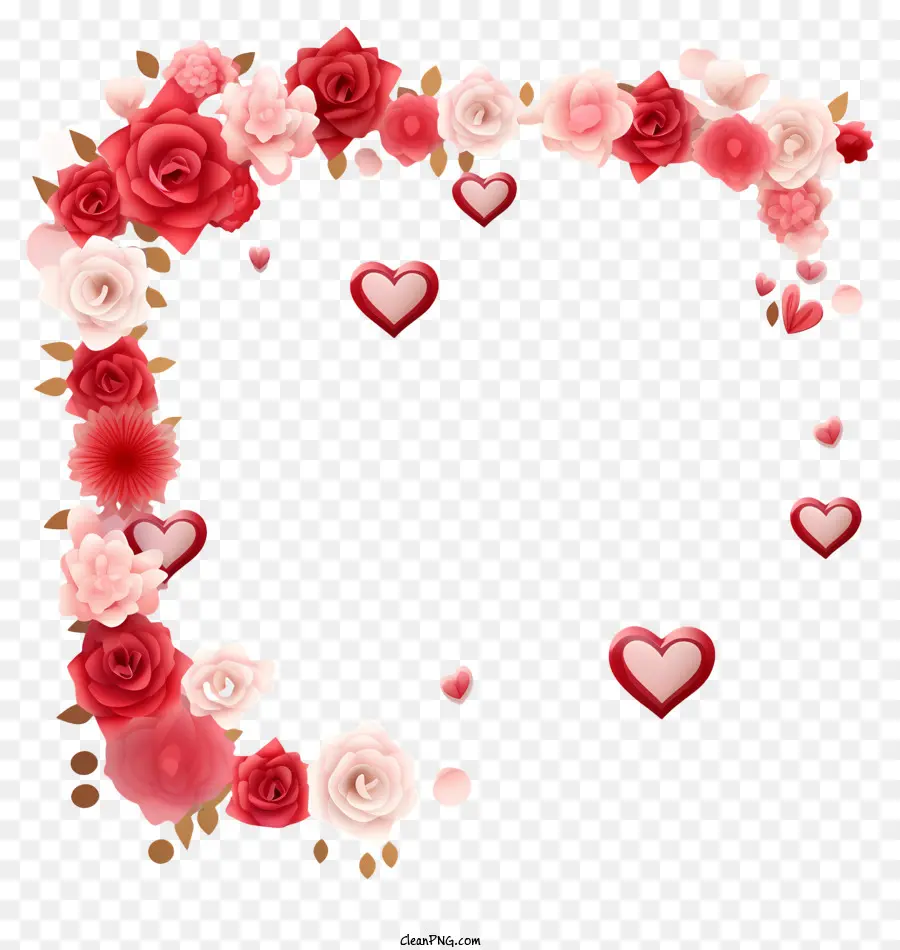 Реалистичная 3d День Святого Дня Святого Валентина，красная и розовая рама PNG