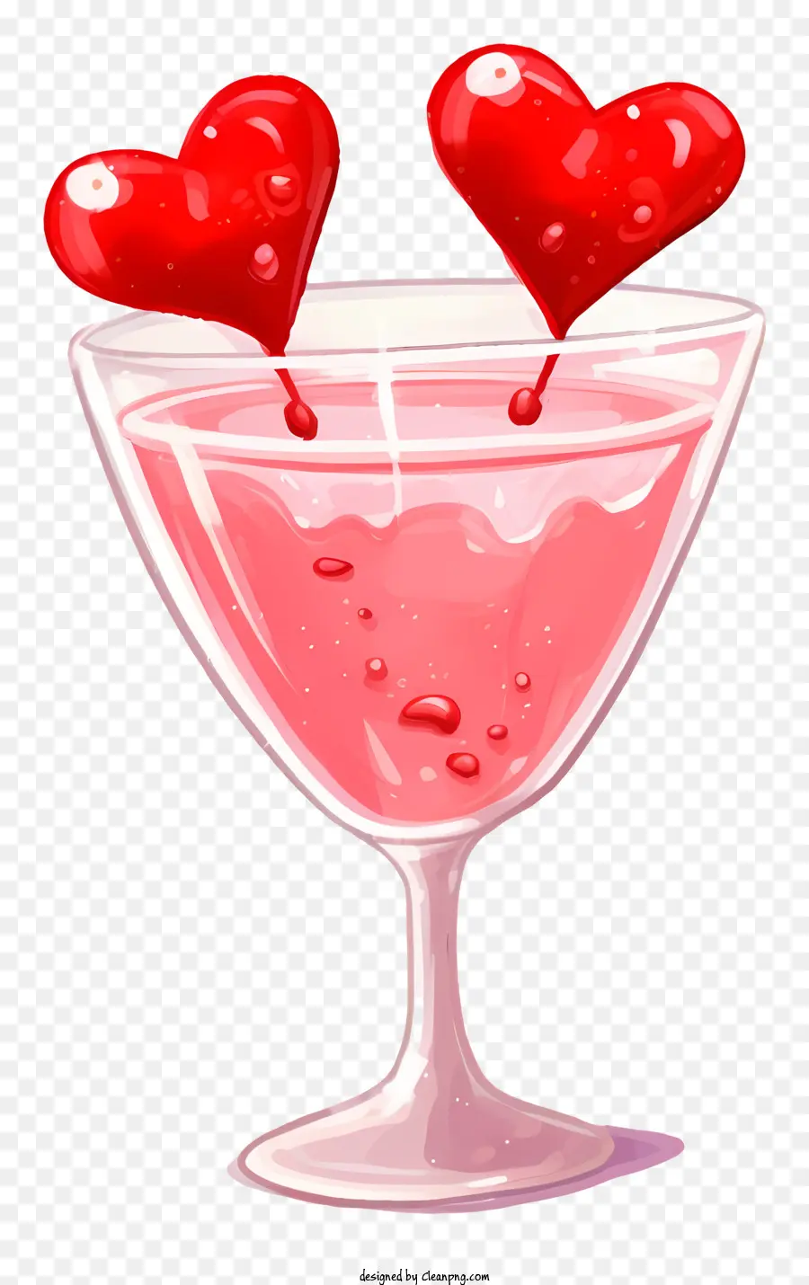 Нарисованный вручную коктейль в день Святого Валентина，мартини стекла PNG
