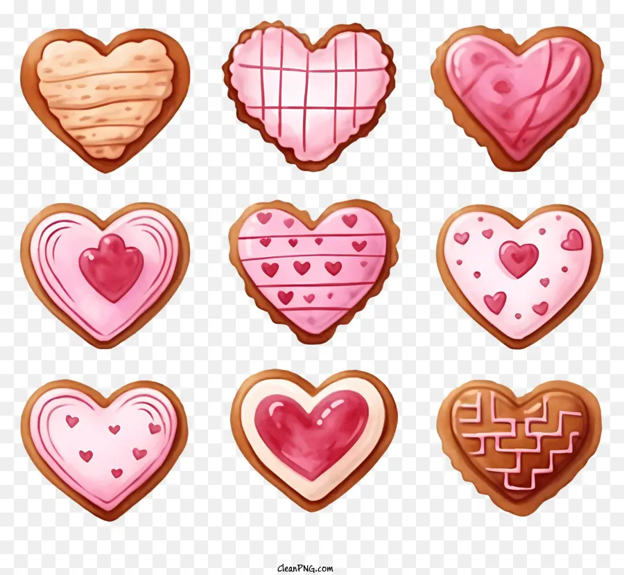 Нарисовано вручную печенье с валентинами，Сердце в форме печенья PNG