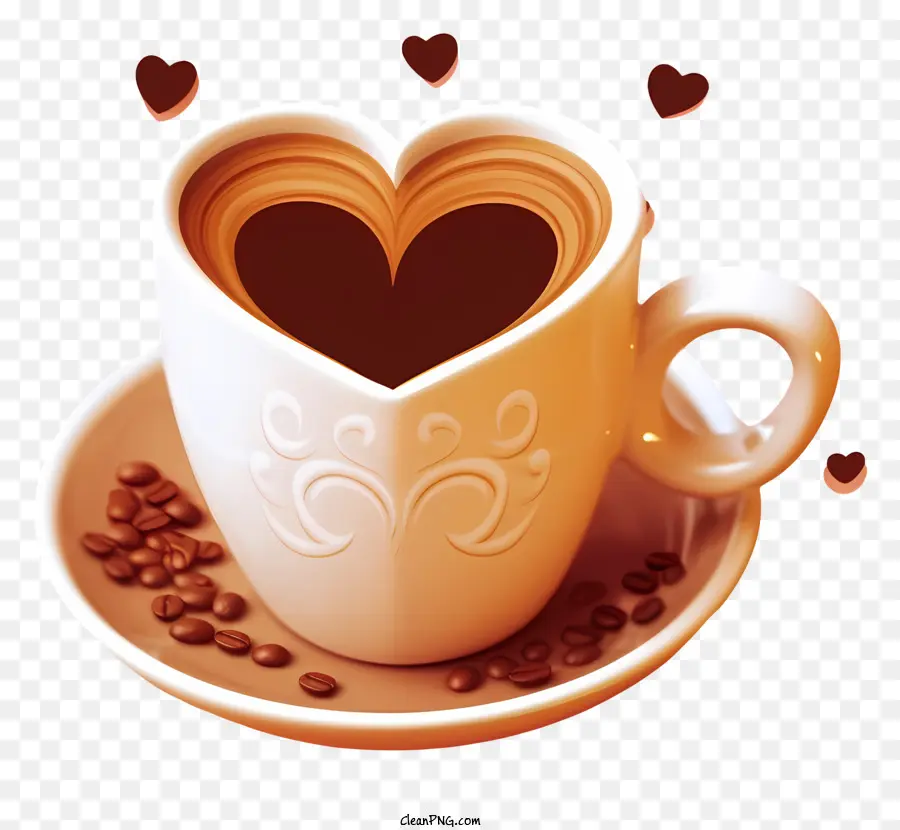 Минимализированная плоская векторная иллюстрация，День Святого Валентина кофе PNG