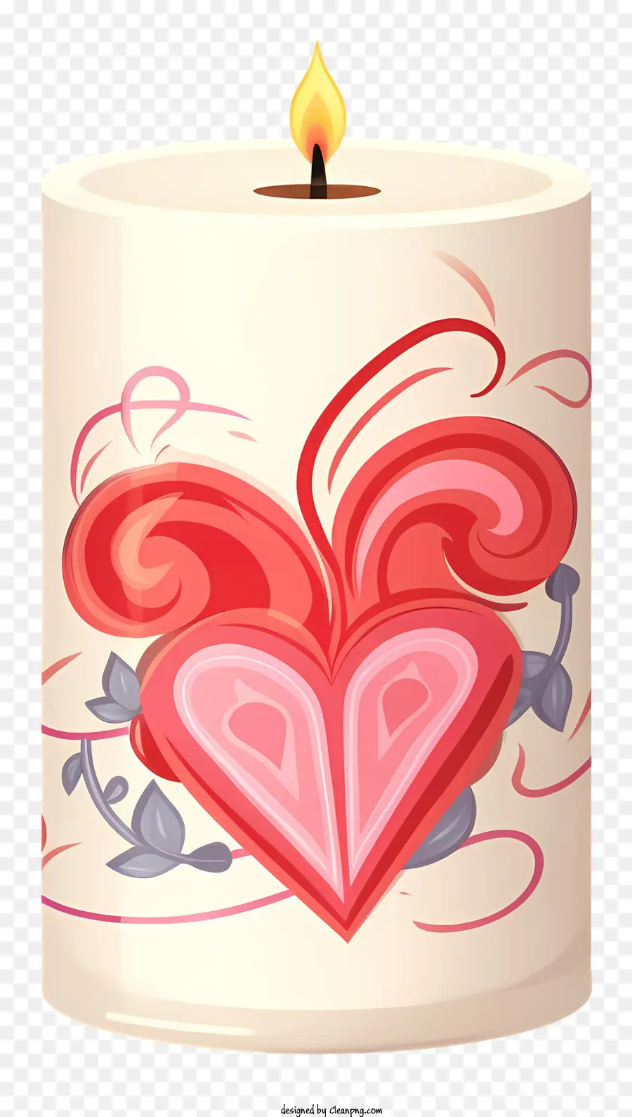модный ретро стиль Стиль Святого Валентина Свеча，свеча с дизайном сердца PNG
