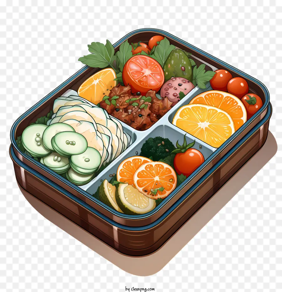 бенто коробка，фруктами овощами и картофелем PNG