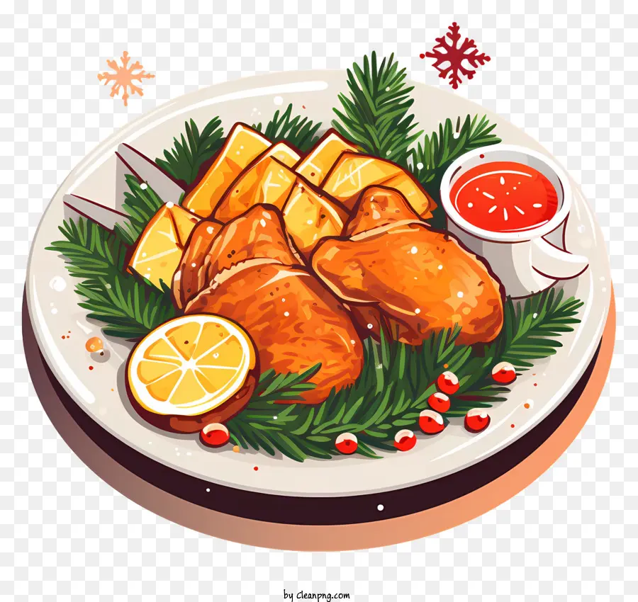 Рождественское блюдо，куриные ножки PNG