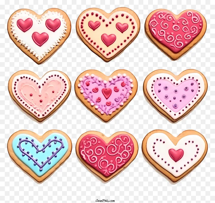 Акварельное печенье Святого Валентина，Сердце в форме печенья PNG