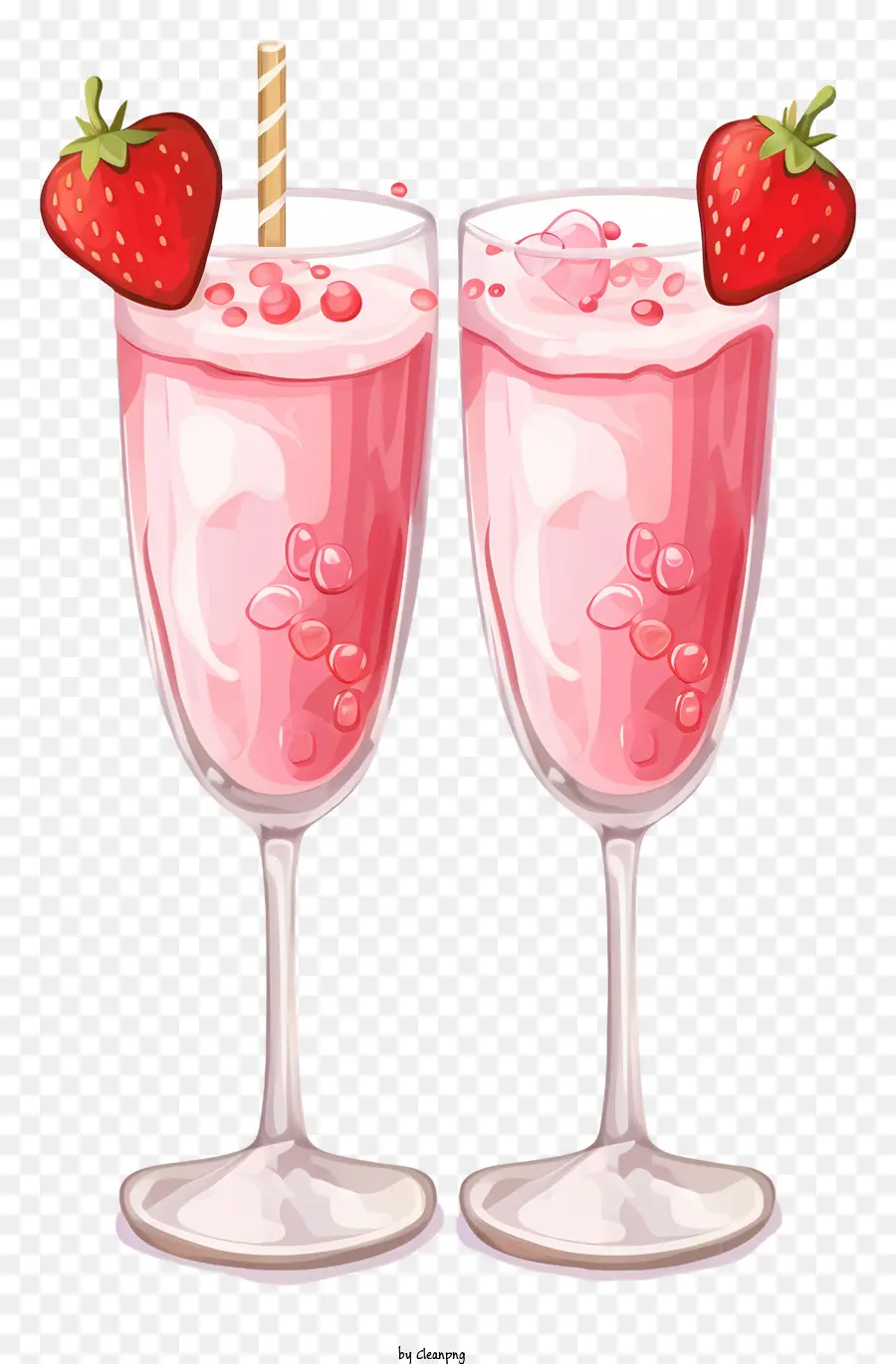 акварельный коктейль Дня Святого Валентина，клубничный смузи PNG