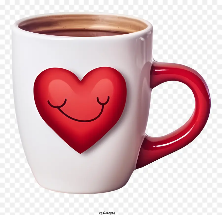 День Святого Валентина Кофе эмодзи，красный чашка PNG