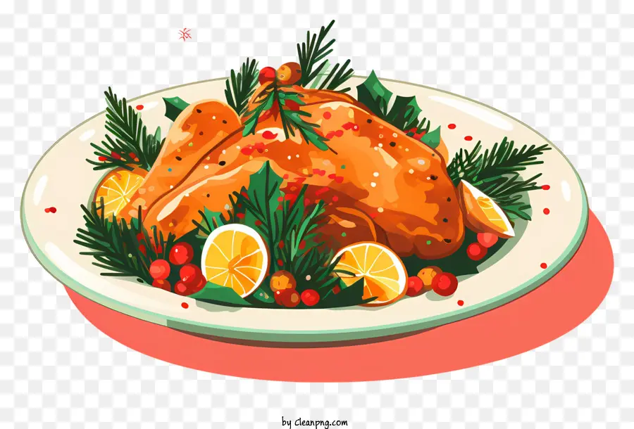 Рождественское блюдо，жареная курица PNG