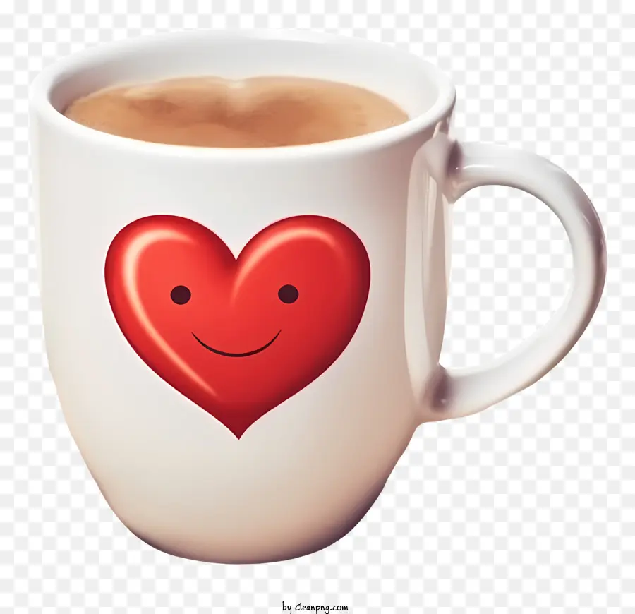 День Святого Валентина Кофе эмодзи，белая кружка PNG