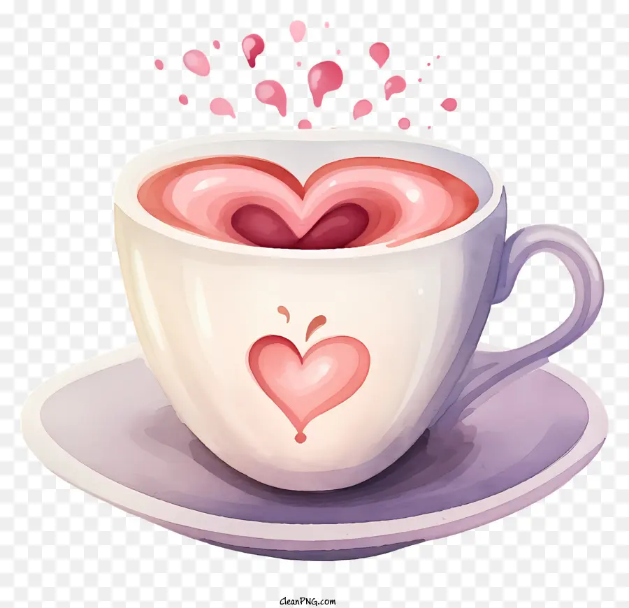 Пастель День Святого Валентина кофе，Ярко розовый напиток PNG