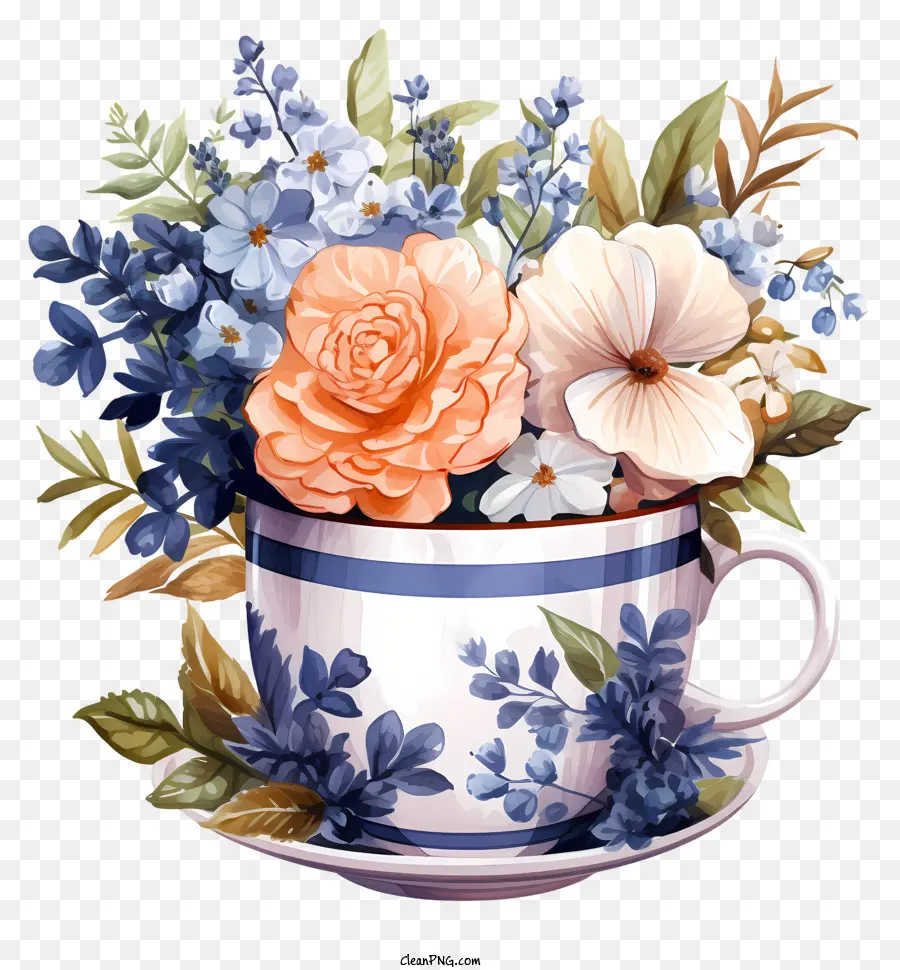 Кофе цветы，Кубок PNG