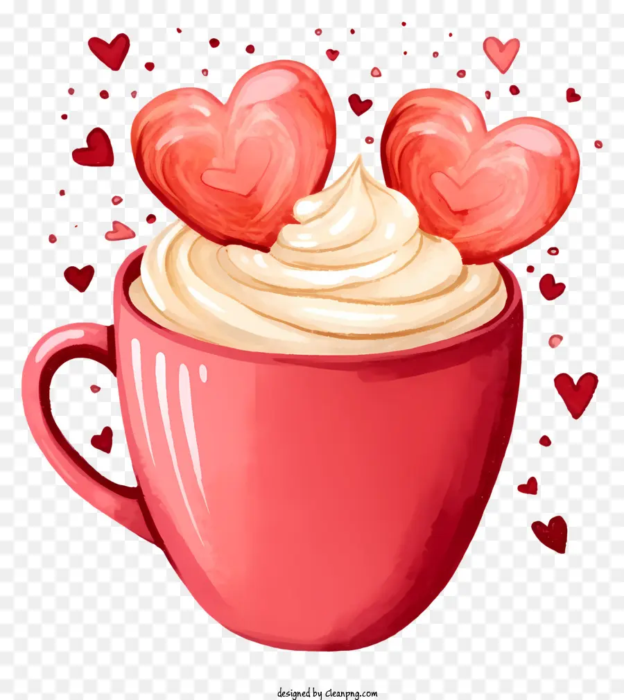 акварельный кофе День Святого Валентина，Горячий шоколад PNG
