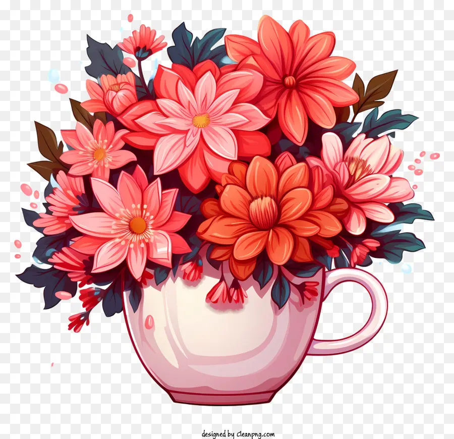 Кофе цветы，живопись PNG