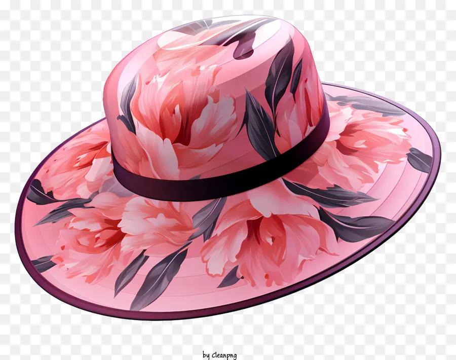 Шляпа，Розовая цветочная шляпа PNG