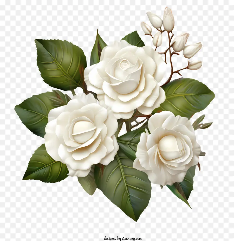 Белая розовая цветок，белые цветы PNG