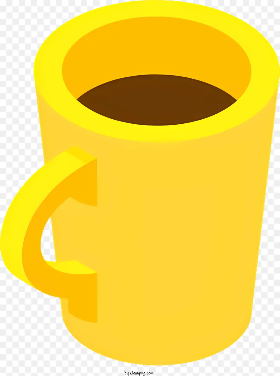 Желтая чашка，чашка с ручкой PNG