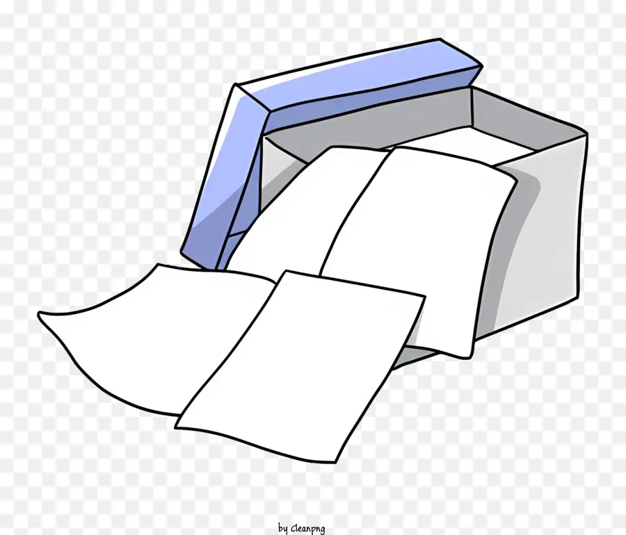 белый лист бумаги，коробка с открытой стороной PNG
