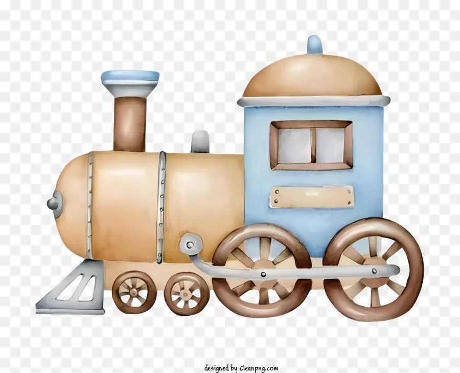 игрушечный поезд，синяя и желтая краска PNG