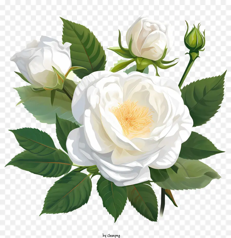 Белая розовая цветок，Роза PNG