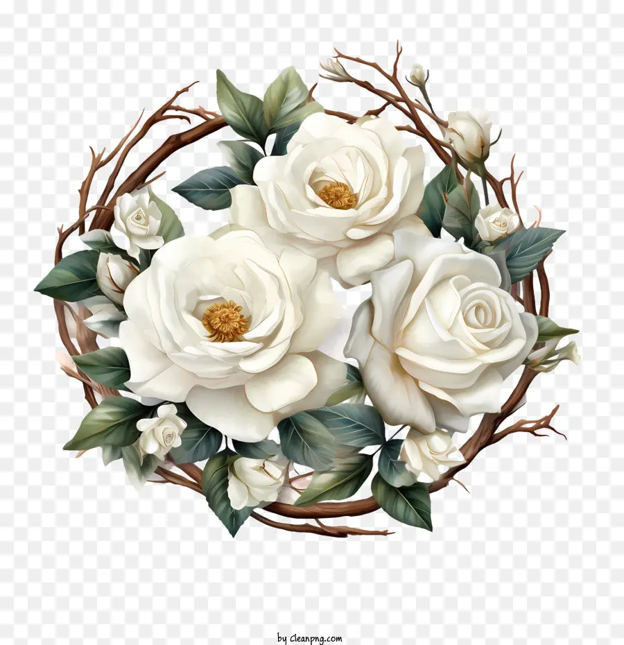 Белая розовая цветок，цветы PNG