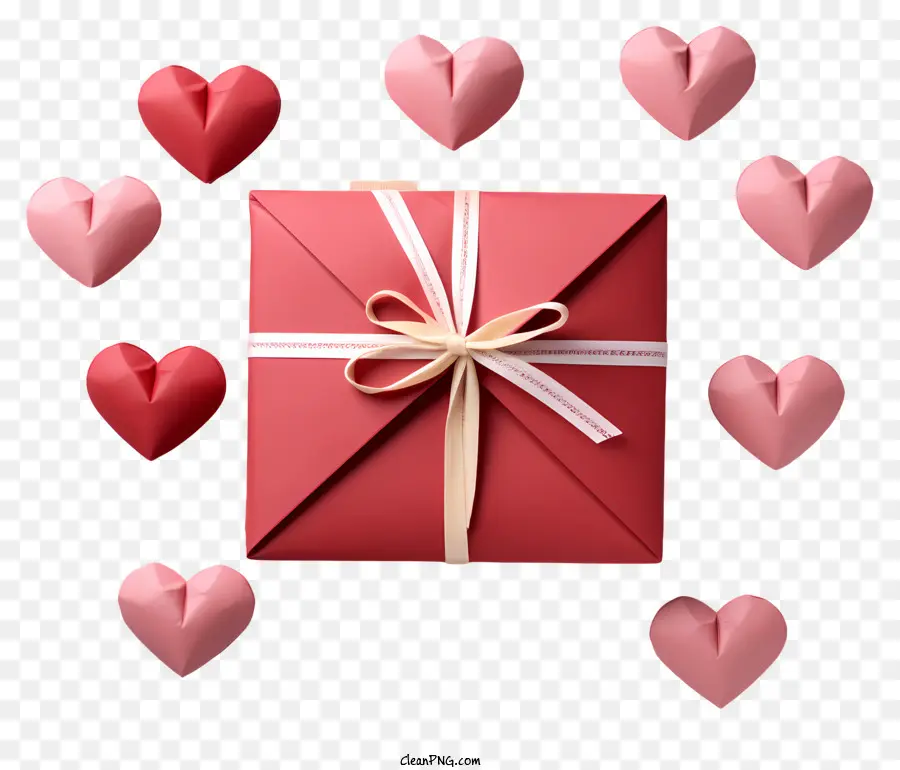 Сердце конверта，Красная подарочная коробка PNG