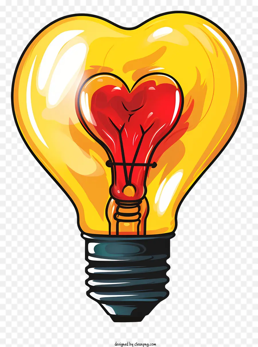 лампочка，лампочка в форме сердца PNG