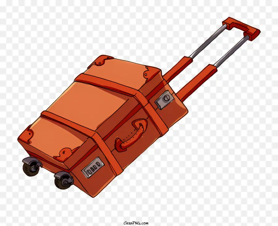 оранжевый чемодан，чемодан с колесами PNG