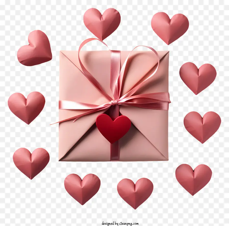 Сердце конверта，Розовая подарочная коробка PNG