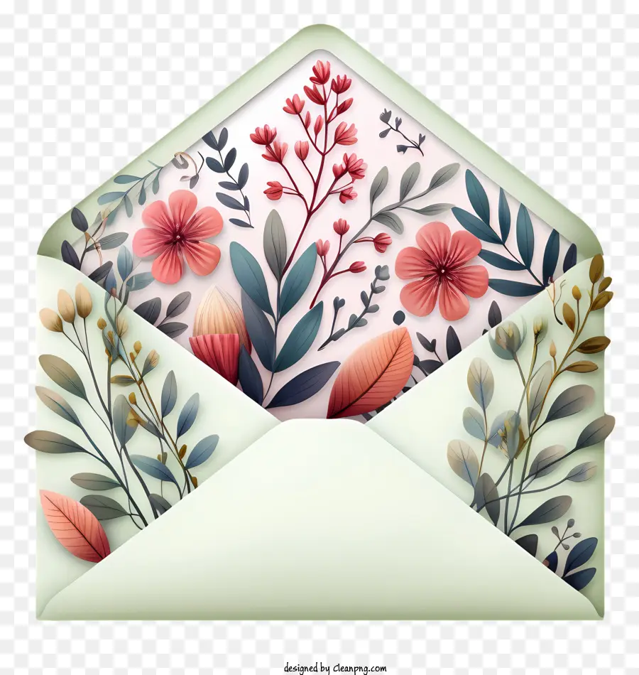 Сердце конверта，цветочный конверт PNG