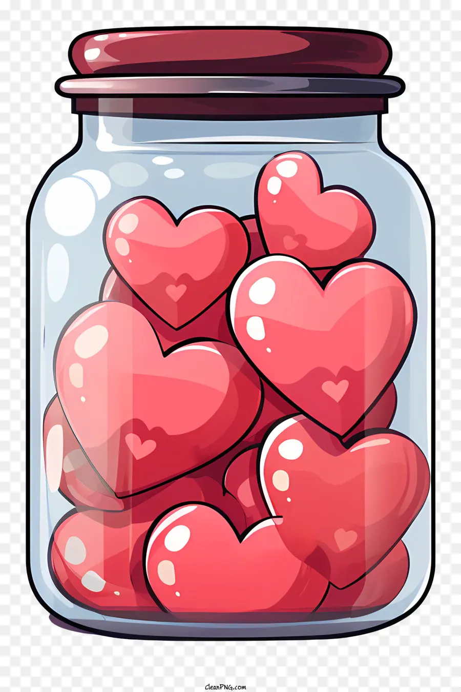 баночная банка с сердцем，Красные конфеты в форме сердца PNG