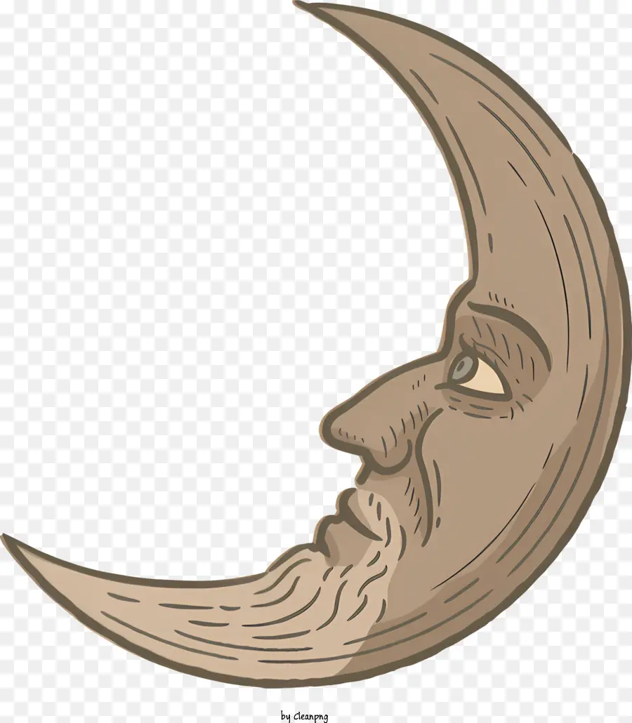Полумесятельная луна рисунок，Человек лицо с бородой PNG