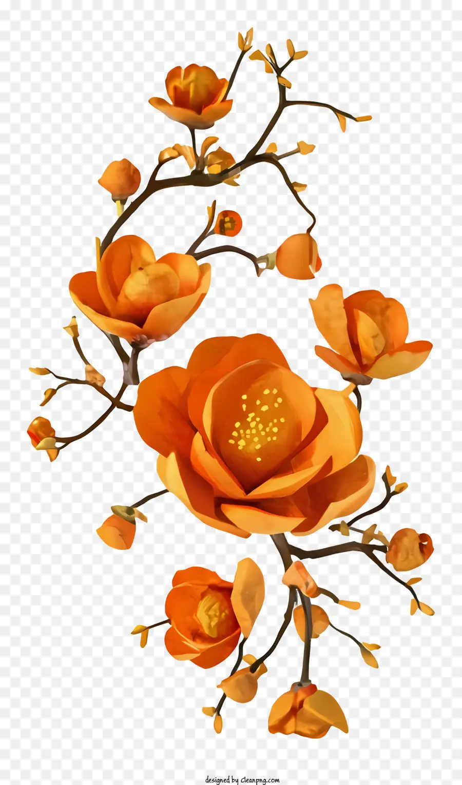 мультфильм，оранжевый цветок PNG